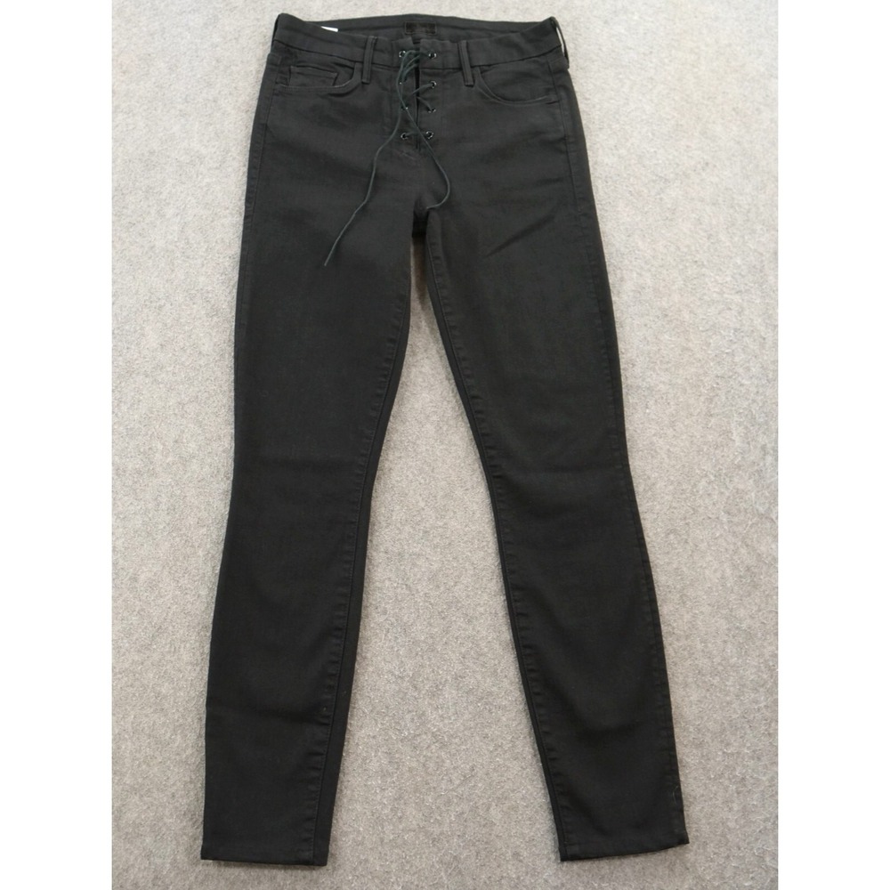 Mother Jeans Womens 26 Black High Waisted Lace Up Looker Ankle Not Guilty Denim